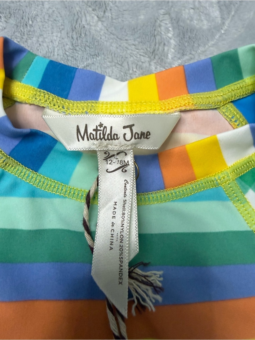 NWT Matilda Jane Kids' Long Sleeve Stripe Rash Guard - Blue Multi - Picture 3 of 4